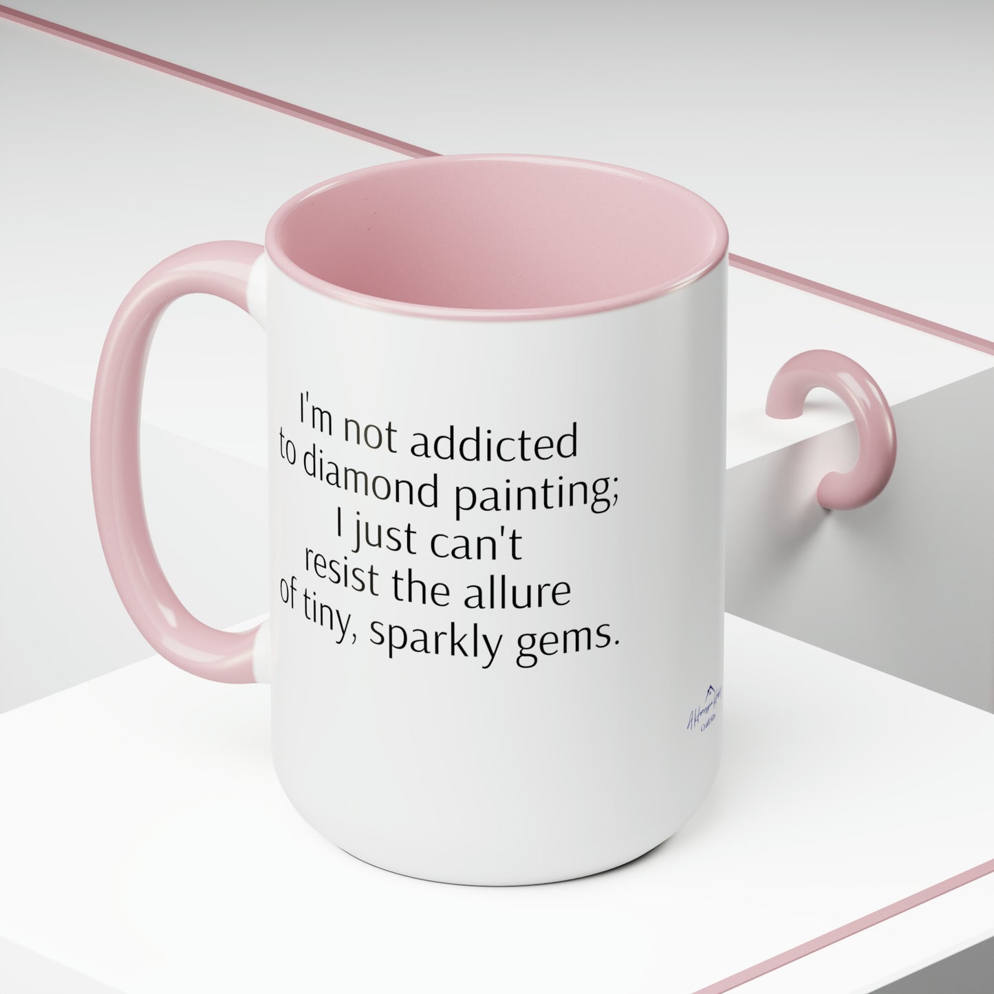 I'm not addicted to diamond painting; I just can't resist the allure of tiny, sparkly gems. Coffee mug. ahomespunhobby.com