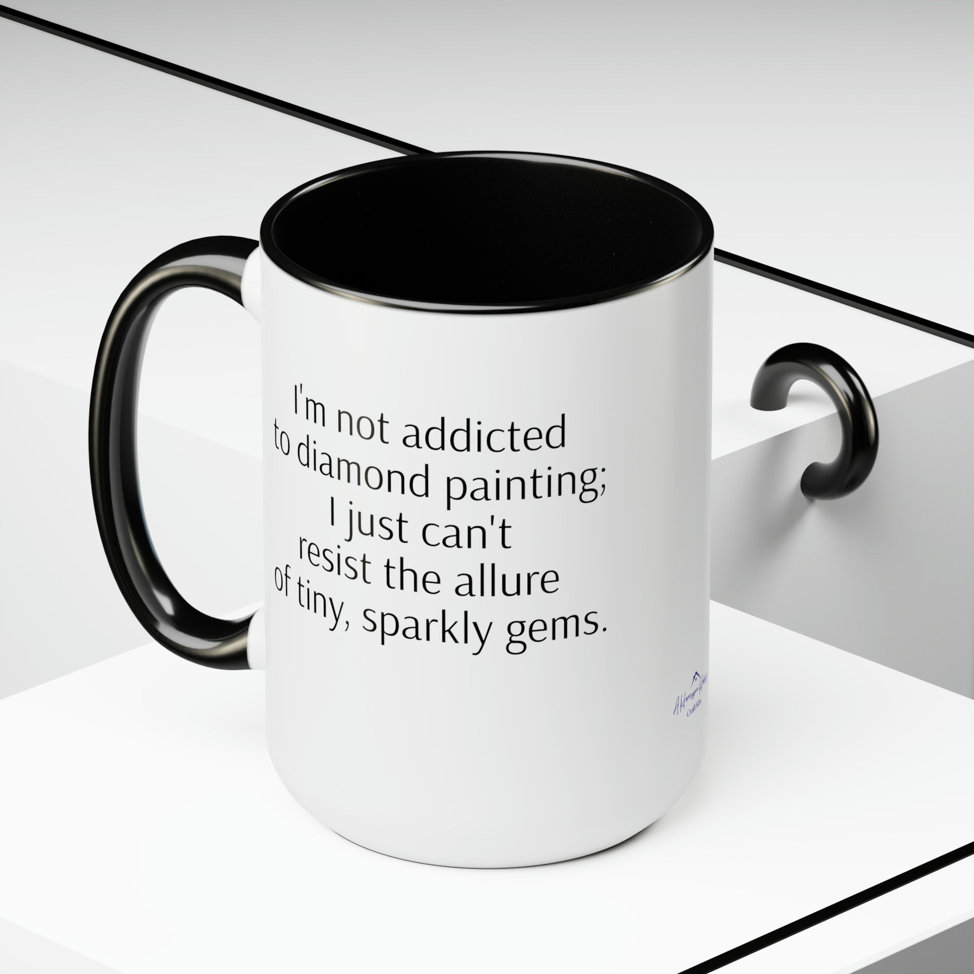 I'm not addicted to diamond painting; I just can't resist the allure of tiny, sparkly gems. Coffee mug. ahomespunhobby.com