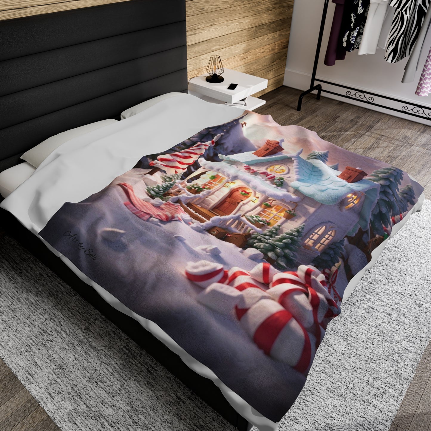 Candy Christmas House Velveteen Plush Blanket