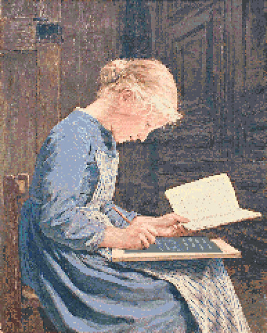 Dilligent by Albert Anker Old Masters diamond painting kit. ahomespunhobby.com