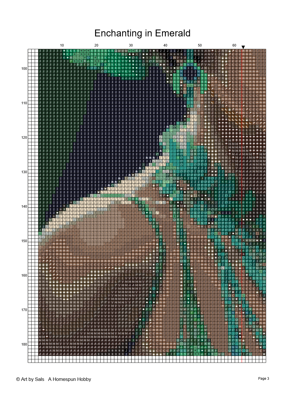 Enchanting in Emerald Diamond Painting Chart by Art by Sals