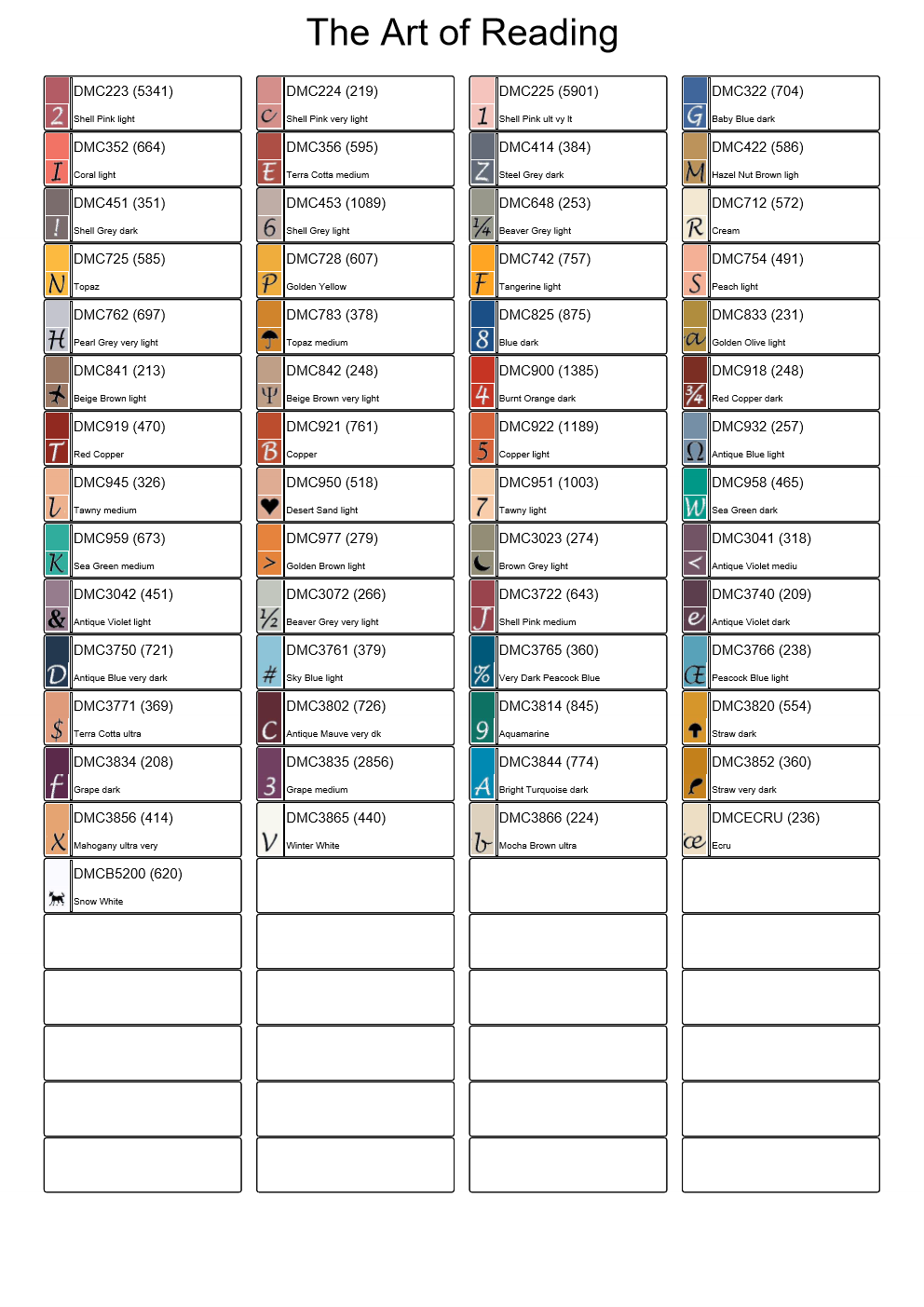 Diamond Painting Chart - The Art of Reading