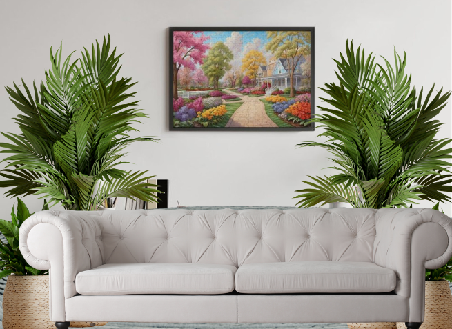 Verdant Village Vista, by Art by Sals Wooden Jigsaw Puzzle