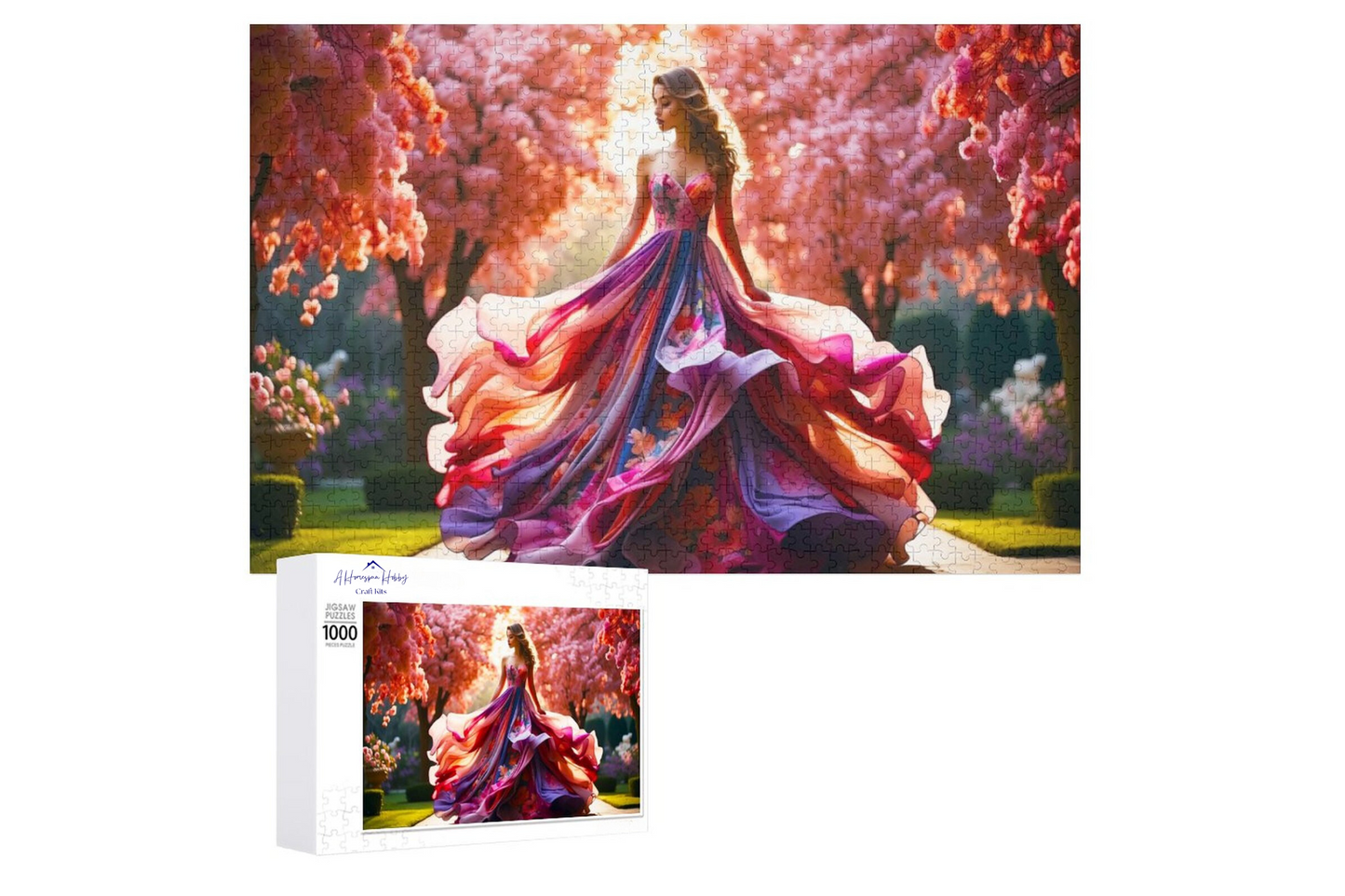 Woman in Flowing Dress, by Art by Sals Wooden Picture Jigsaw Puzzle