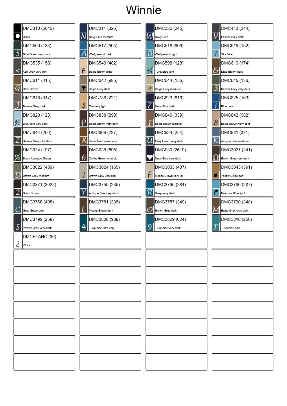 Diamond Painting Chart - Winnie