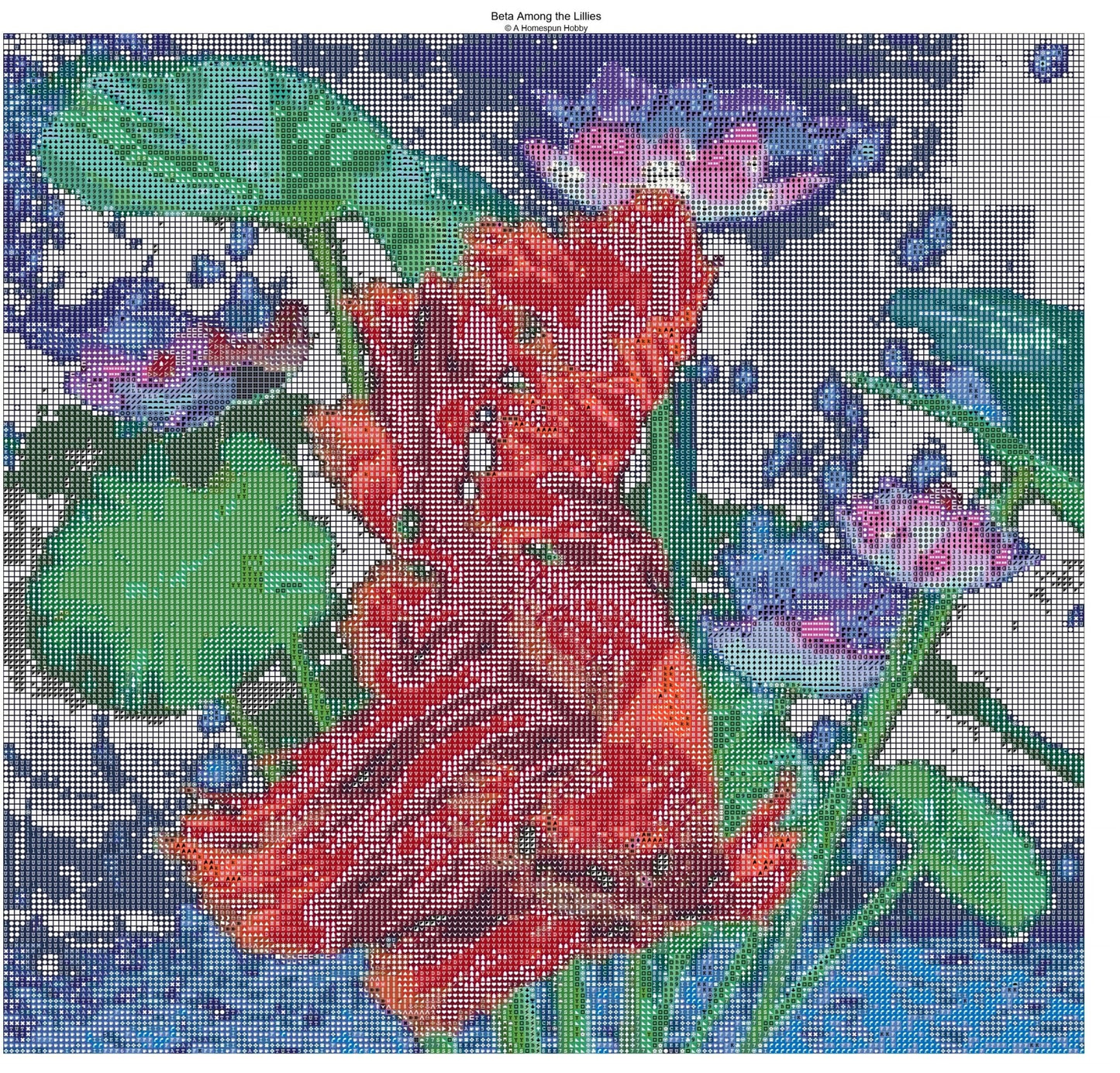 Betta Among the Lillies Diamond Painting Kit - Art by Sals - A Homespun Hobby