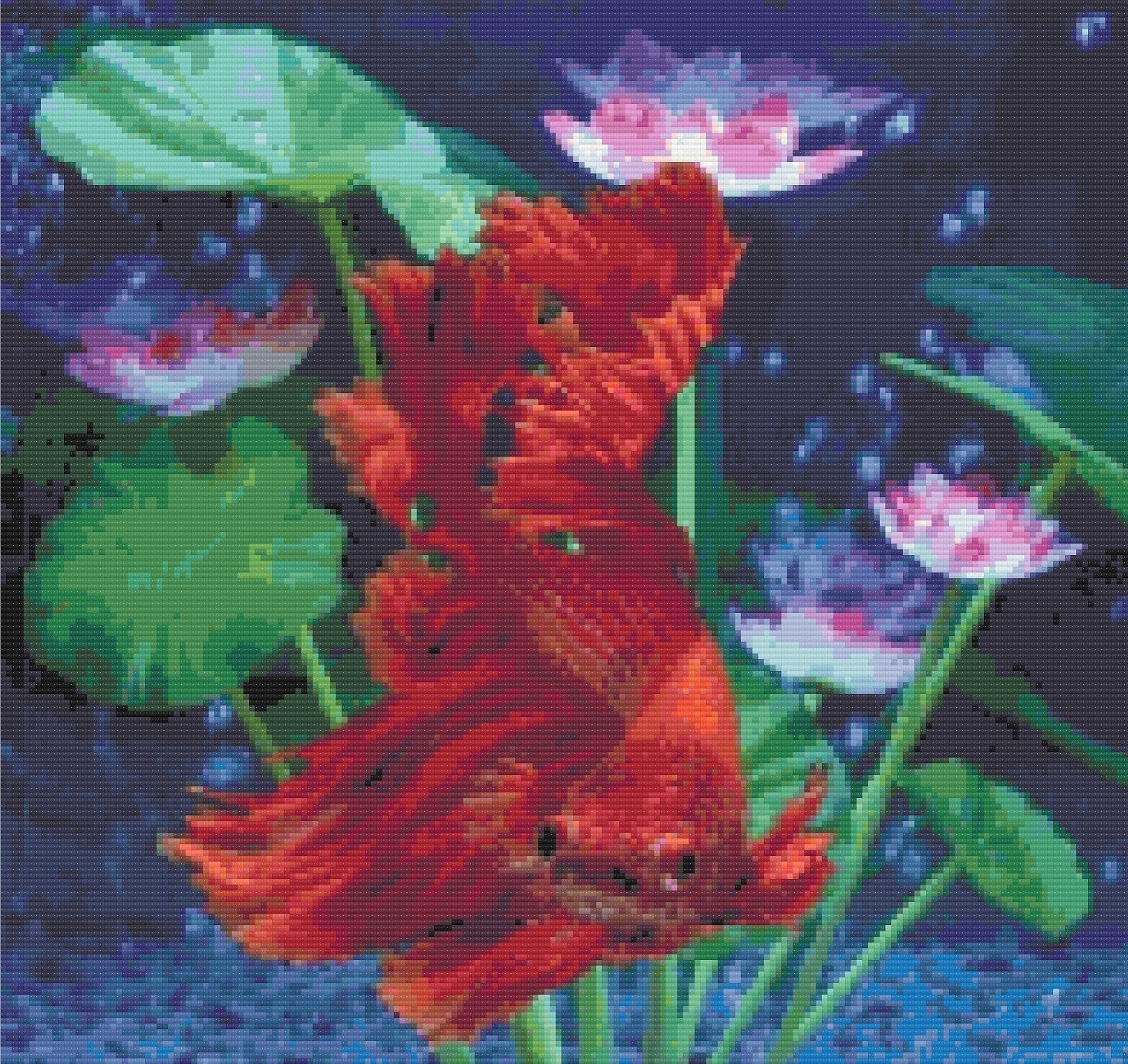 Betta Among the Lillies Diamond Painting Kit - Art by Sals - A Homespun Hobby