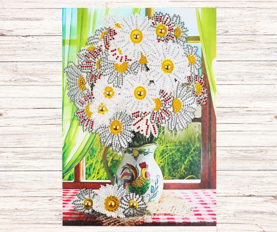 Bright and Beautiful Daisies Partial Crystal Diamond Painting Kit - A Homespun Hobby