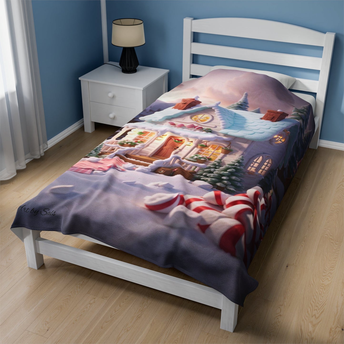 Candy Christmas House Velveteen Plush Blanket - A Homespun Hobby