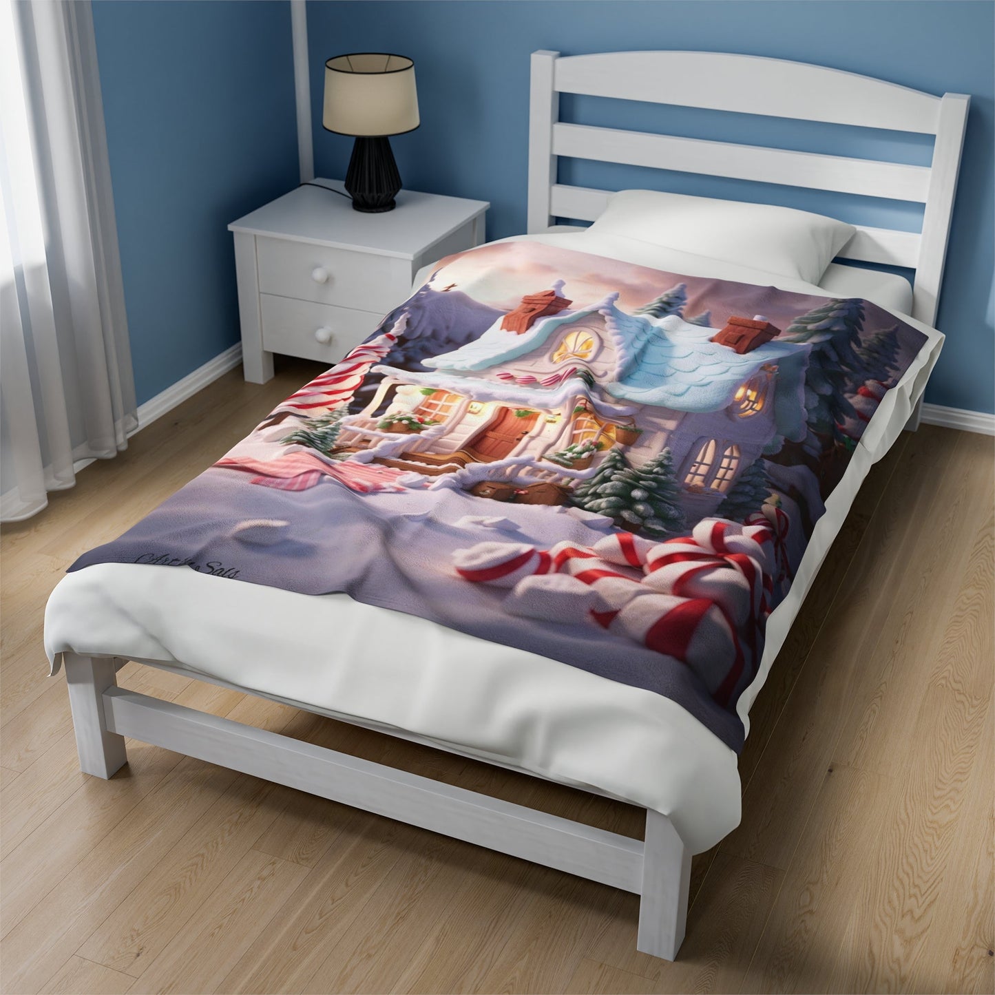 Candy Christmas House Velveteen Plush Blanket - A Homespun Hobby