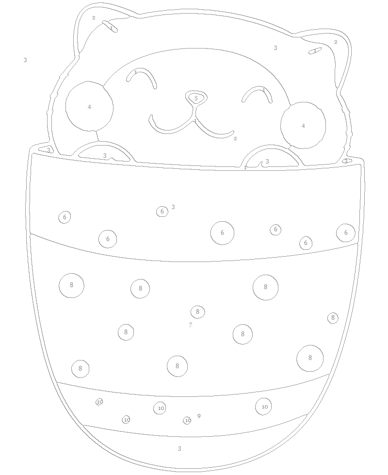 Cat in a Cup Paint by Number Printable Sheets - A Homespun Hobby