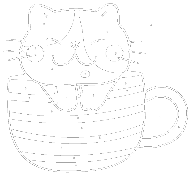 Cat in a Cup Paint by Number Printable Sheets - A Homespun Hobby