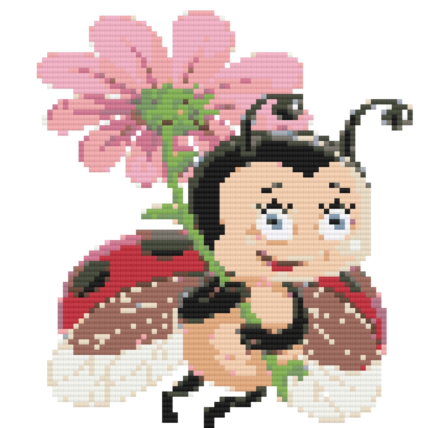 Diamond Painting Printable Canvas Ladybug with Flower - A Homespun Hobby