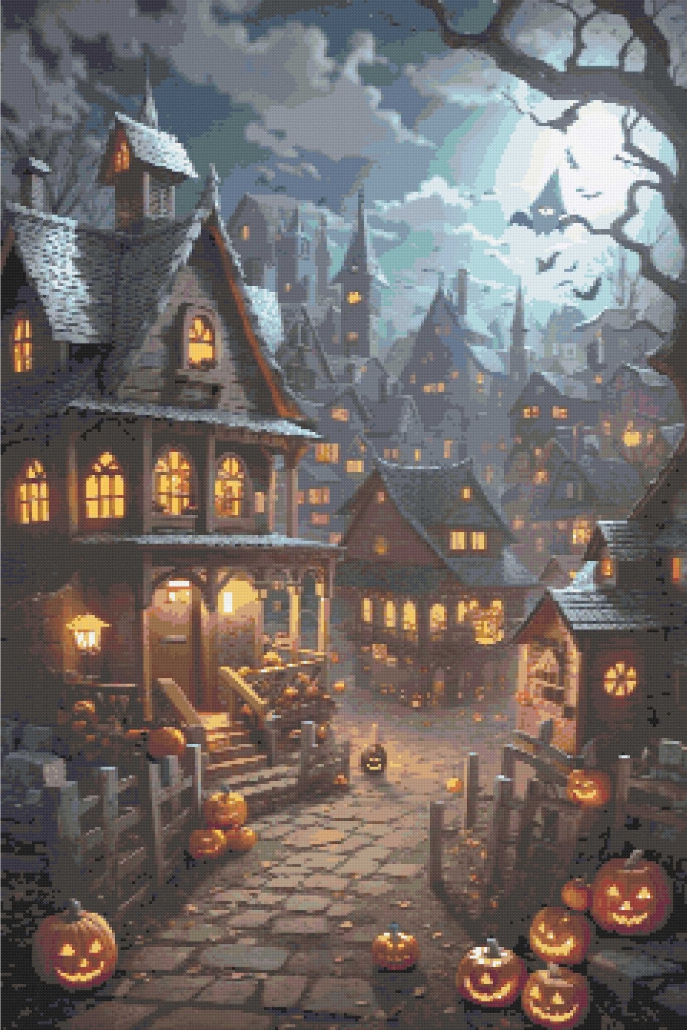 Dusk Settles on Halloween Diamond Painting Kit - Art by Sals - A Homespun Hobby