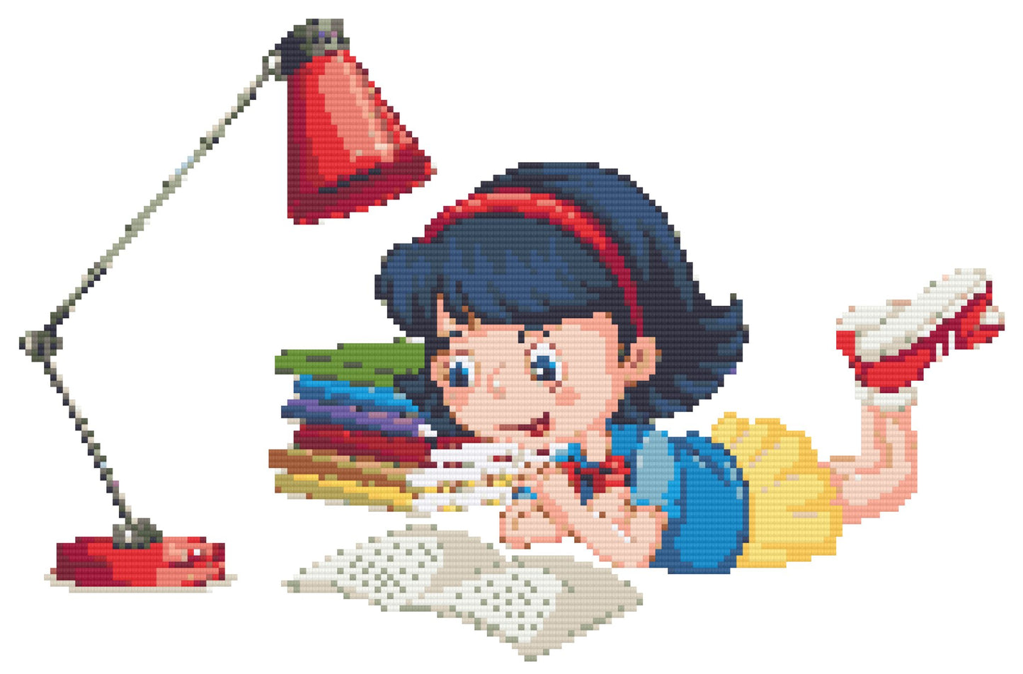 Girl Reading Printable Diamond Painting Partial Canvas - Square Only - A Homespun Hobby