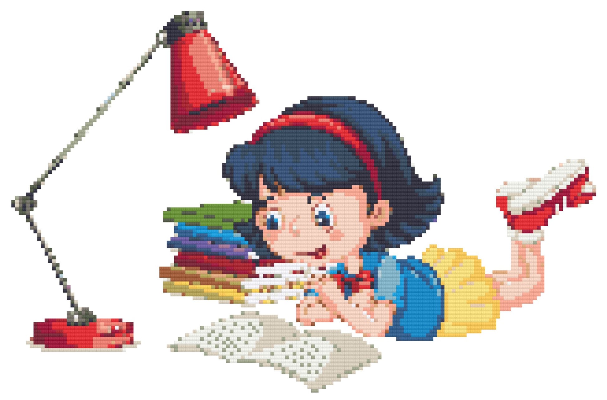 Girl Reading Printable Diamond Painting Partial Canvas - Square Only - A Homespun Hobby