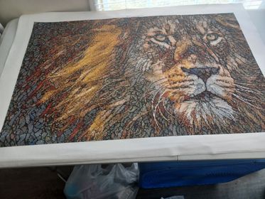 Majestic Lion in Stained Glass Diamond Painting Canvas - Art by Sals - A Homespun Hobby