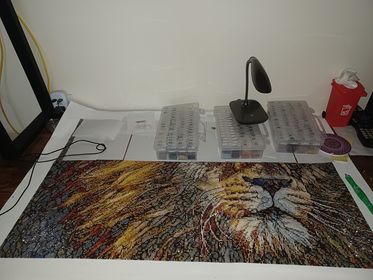 Majestic Lion in Stained Glass Diamond Painting Canvas - Art by Sals - A Homespun Hobby