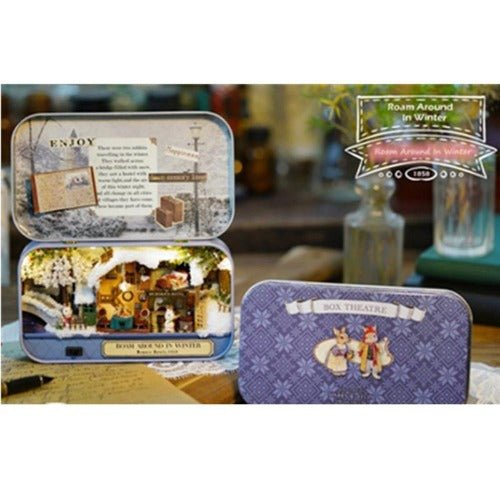 Roam Around in Winter Box Theater DIY Miniature Dollhouse Kit - A Homespun Hobby