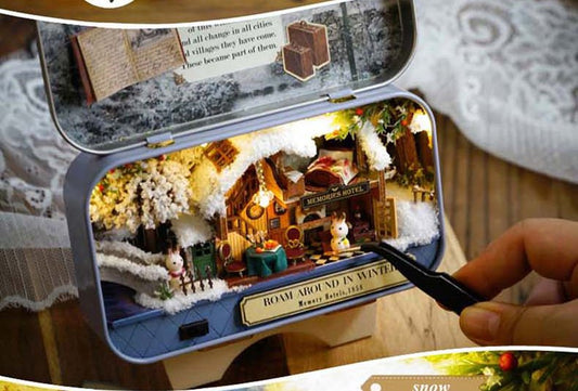 Roam Around in Winter Box Theater DIY Miniature Dollhouse Kit - A Homespun Hobby