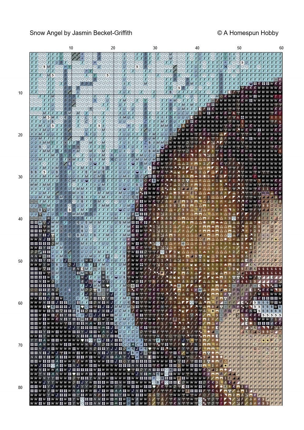 Snow Angel by Jasmine Becket-Griffith Diamond Painting Conversion Chart - A Homespun Hobby