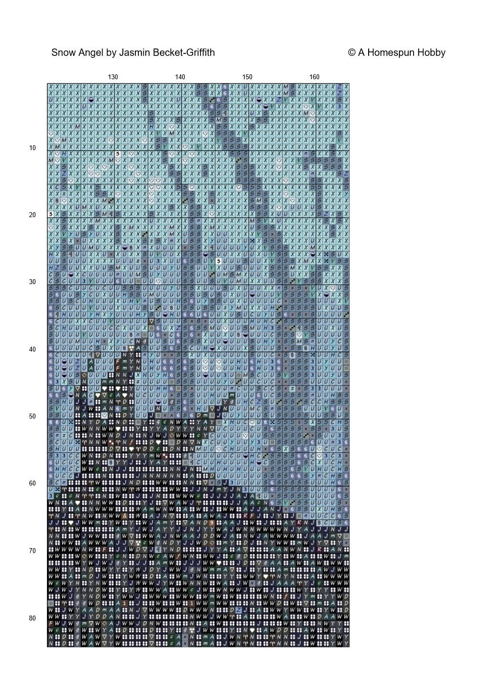 Snow Angel by Jasmine Becket-Griffith Diamond Painting Conversion Chart - A Homespun Hobby