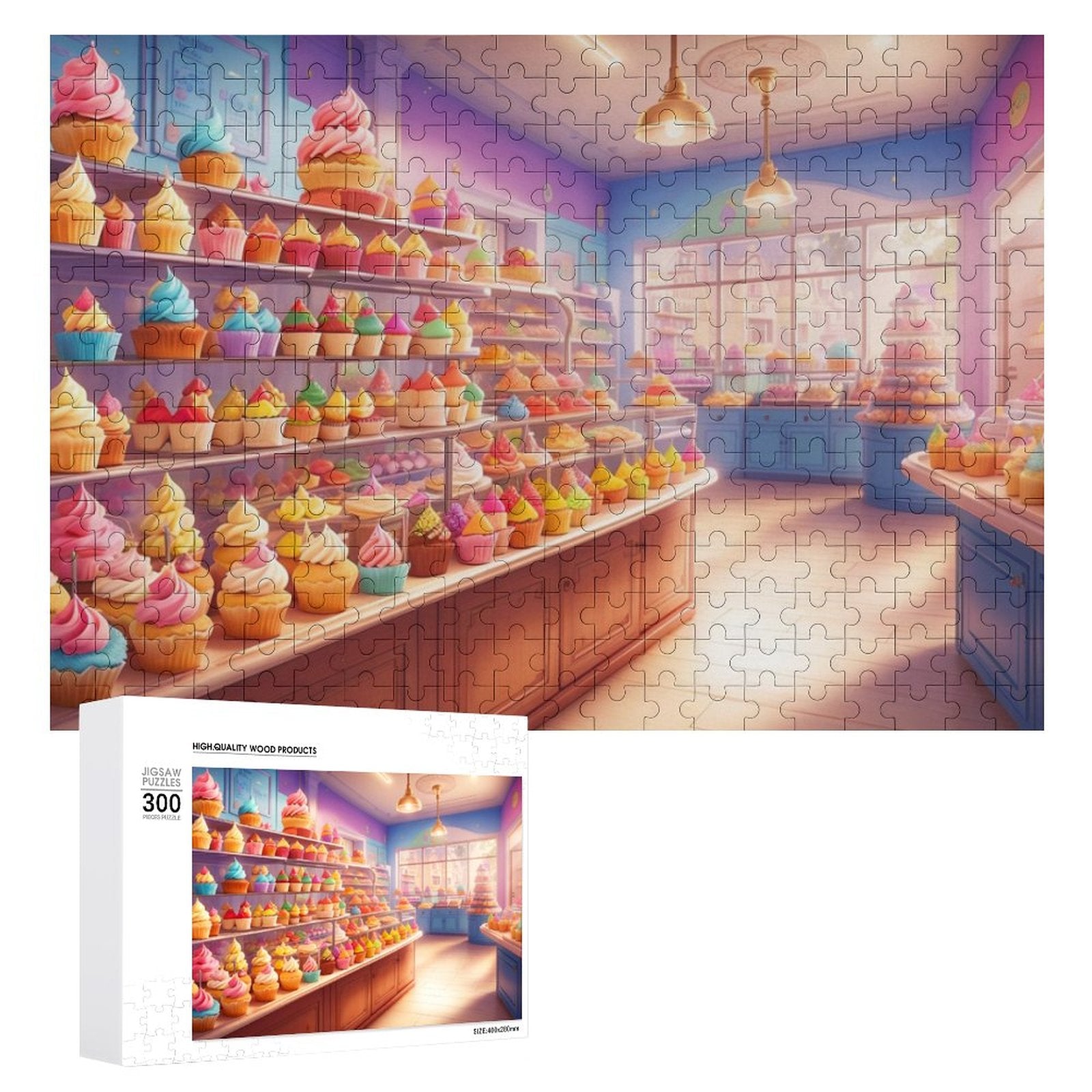 Cupcake Euphoria Wooden Picture Jigsaw Puzzle, by Art by Sals