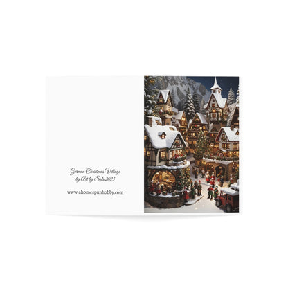 German Christmas Village Greeting Cards with Envelopes- Blank Inside