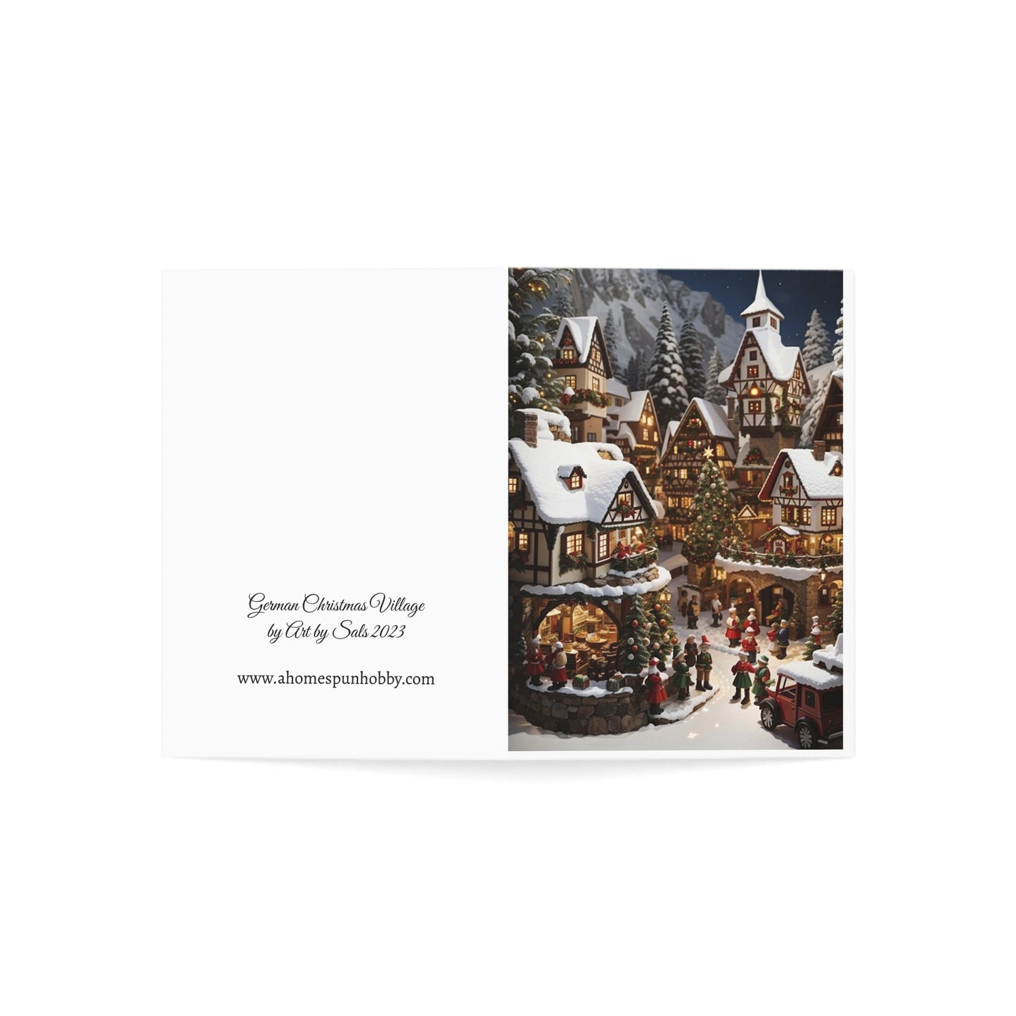 German Christmas Village Greeting Cards with Envelopes- Blank Inside