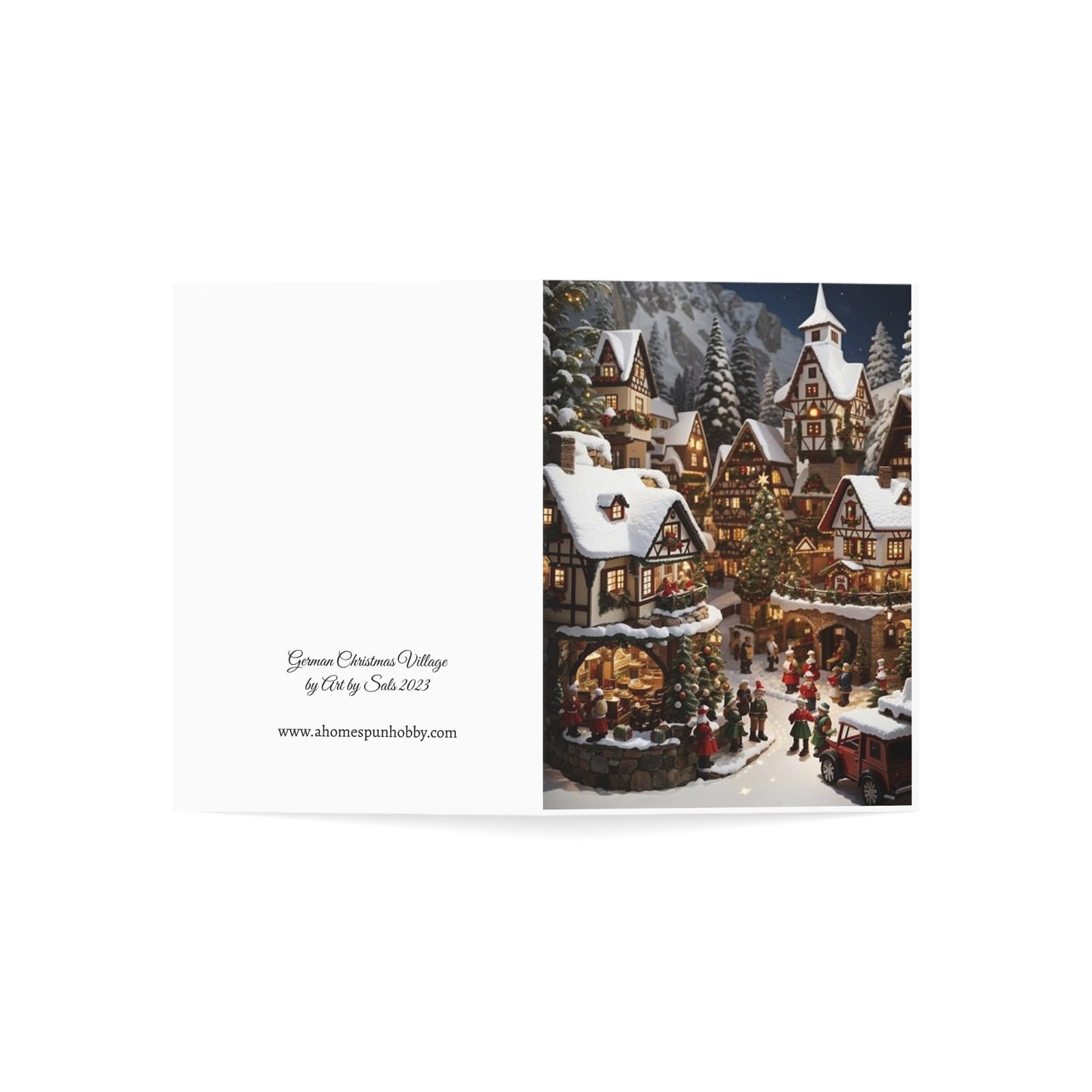 German Christmas Village Greeting Cards with Envelopes- Blank Inside