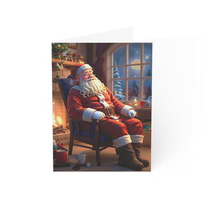 Santa's Fireside Snooze Christmas Greeting Cards