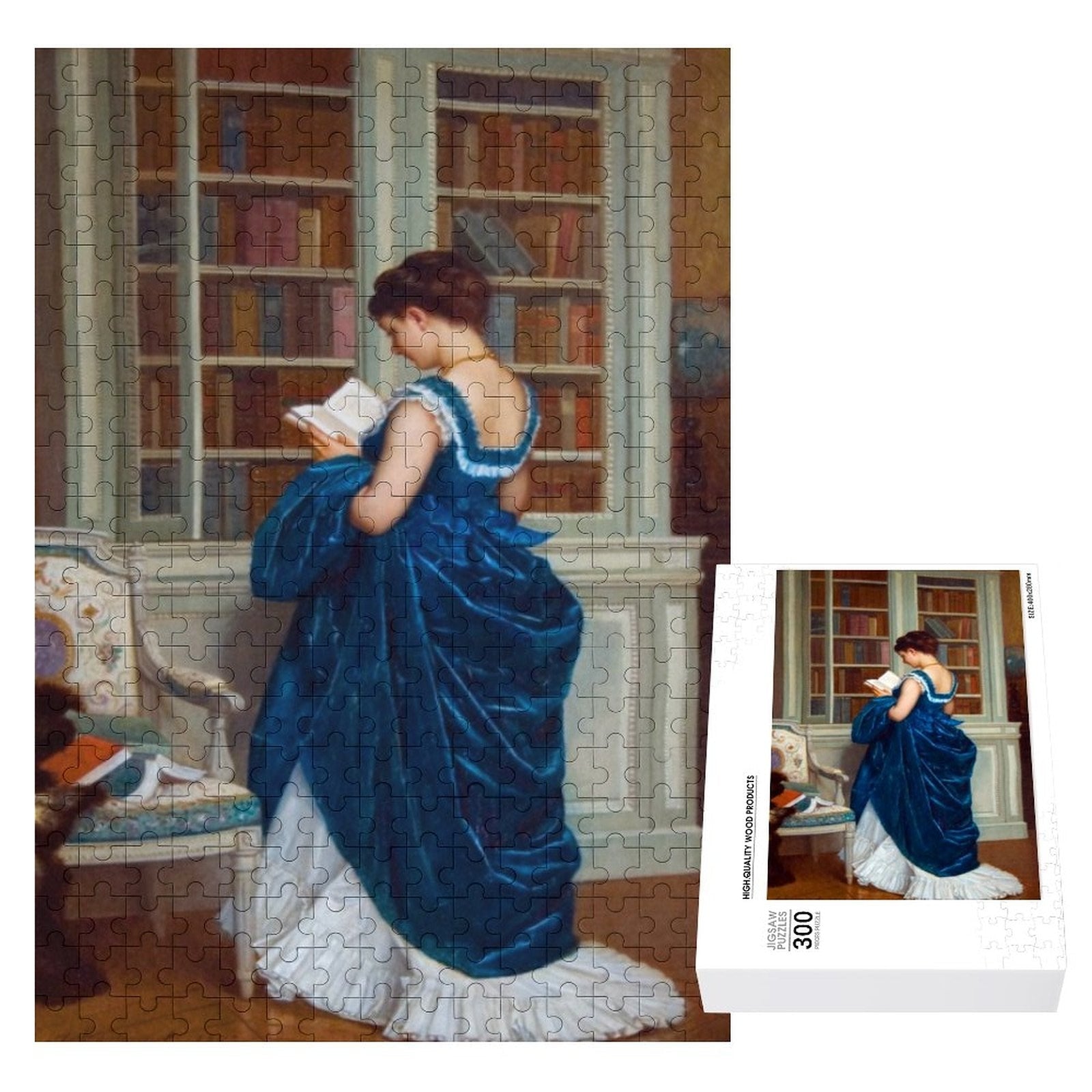 In the Library, by Auguste Toulmouche Jigsaw puzzle ahomespunhobby.com