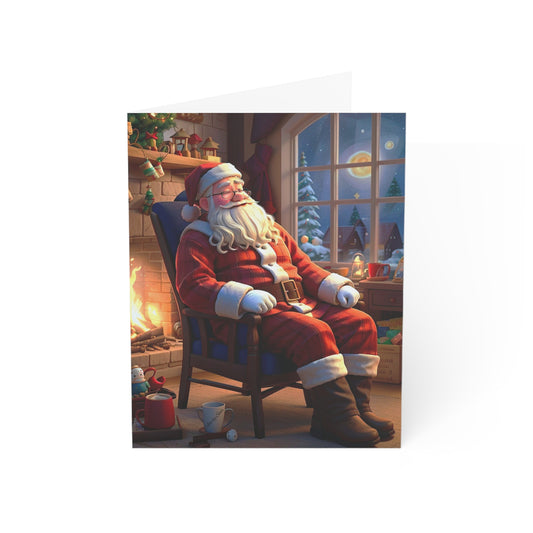 Santa's Fireside Snooze Christmas Greeting Cards