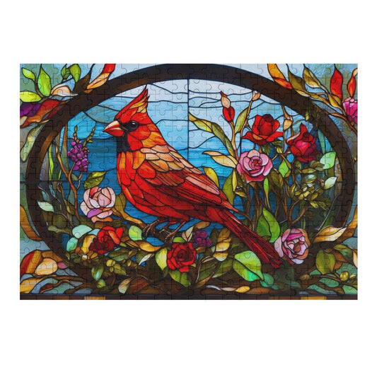 Stained Glass Cardinal Wood Jigsaw Puzzle 1000 pieces