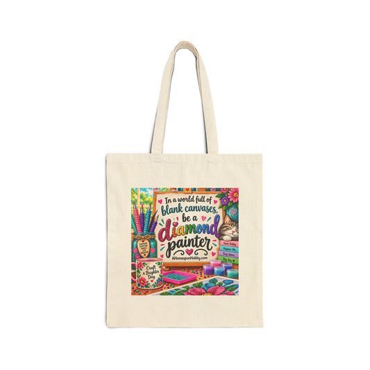 Diamond Painter Canvas Tote Bag — Colorful Crafting Quote Tote