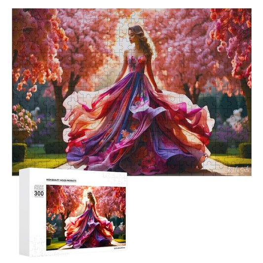 Woman in Flowing Dress Wooden Picture Jigsaw Puzzle A Homespun Hobby