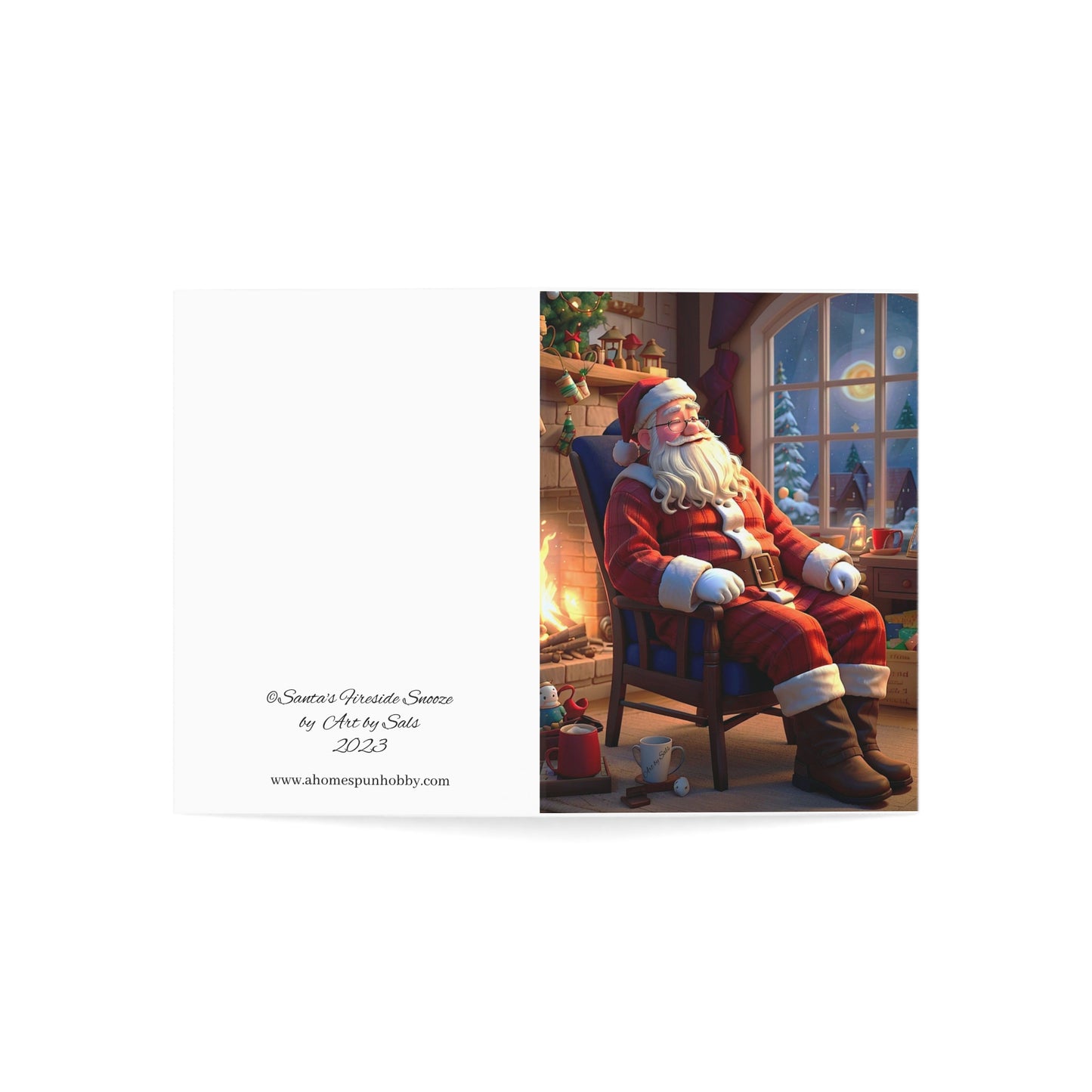 Santa's Fireside Snooze Christmas Greeting Cards