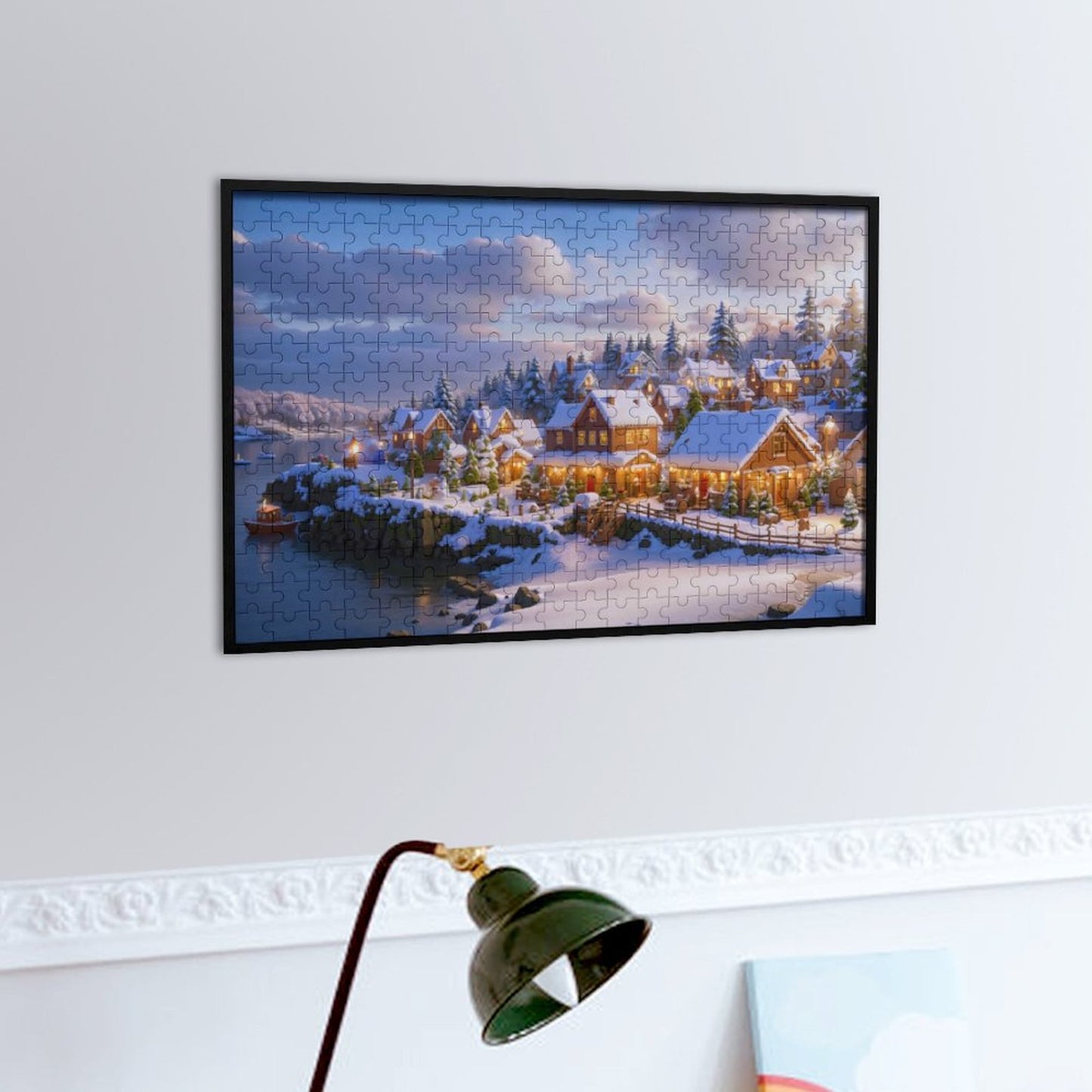 Christmas at the Sea Cove Wooden Picture Jigsaw Puzzle, Art by Sals