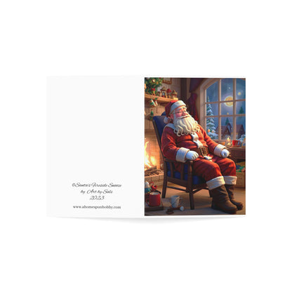 Santa's Fireside Snooze Christmas Greeting Cards