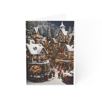 German Christmas Village Greeting Cards with Envelopes- Blank Inside