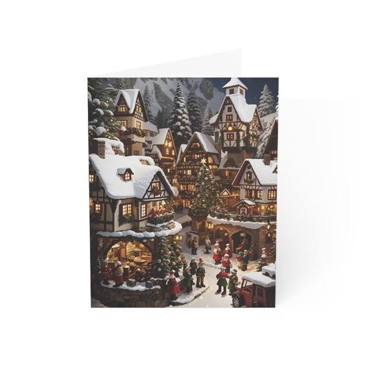German Christmas Village Greeting Cards with Envelopes