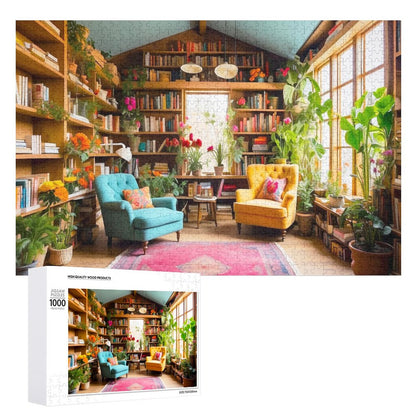 The Cottage Library Wooden Picture Jigsaw Puzzle