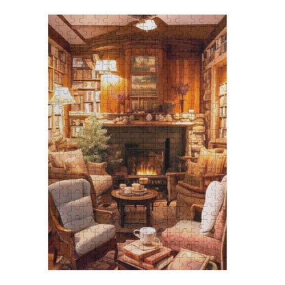 The Cabin Library Wooden Picture Jigsaw Puzzle, Art by Sals