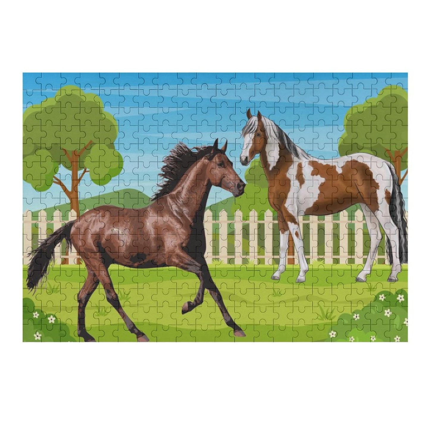 Horses Playing, by Art by Sals Wooden Jigsaw Puzzle