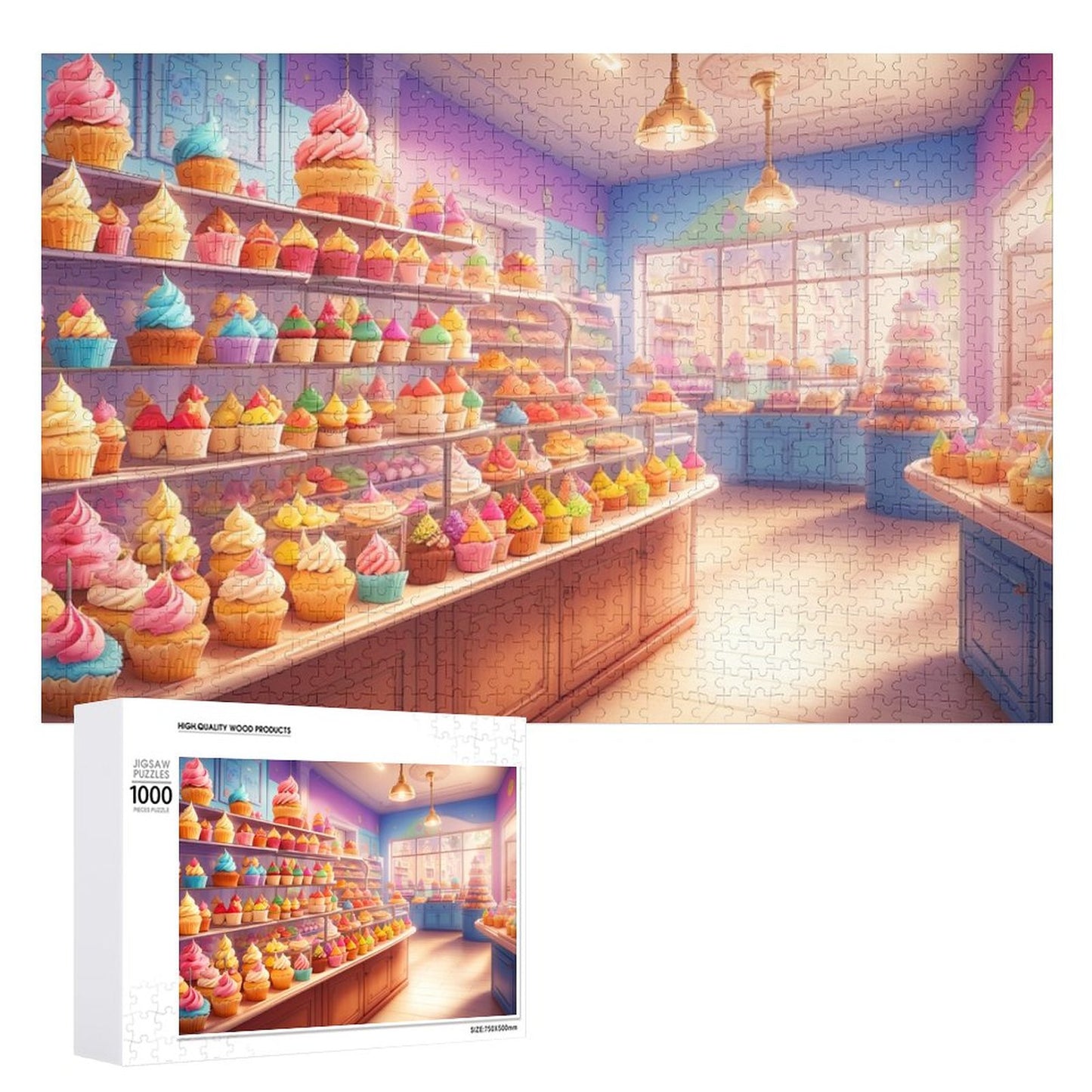 Cupcake Euphoria Wooden Picture Jigsaw Puzzle, by Art by Sals