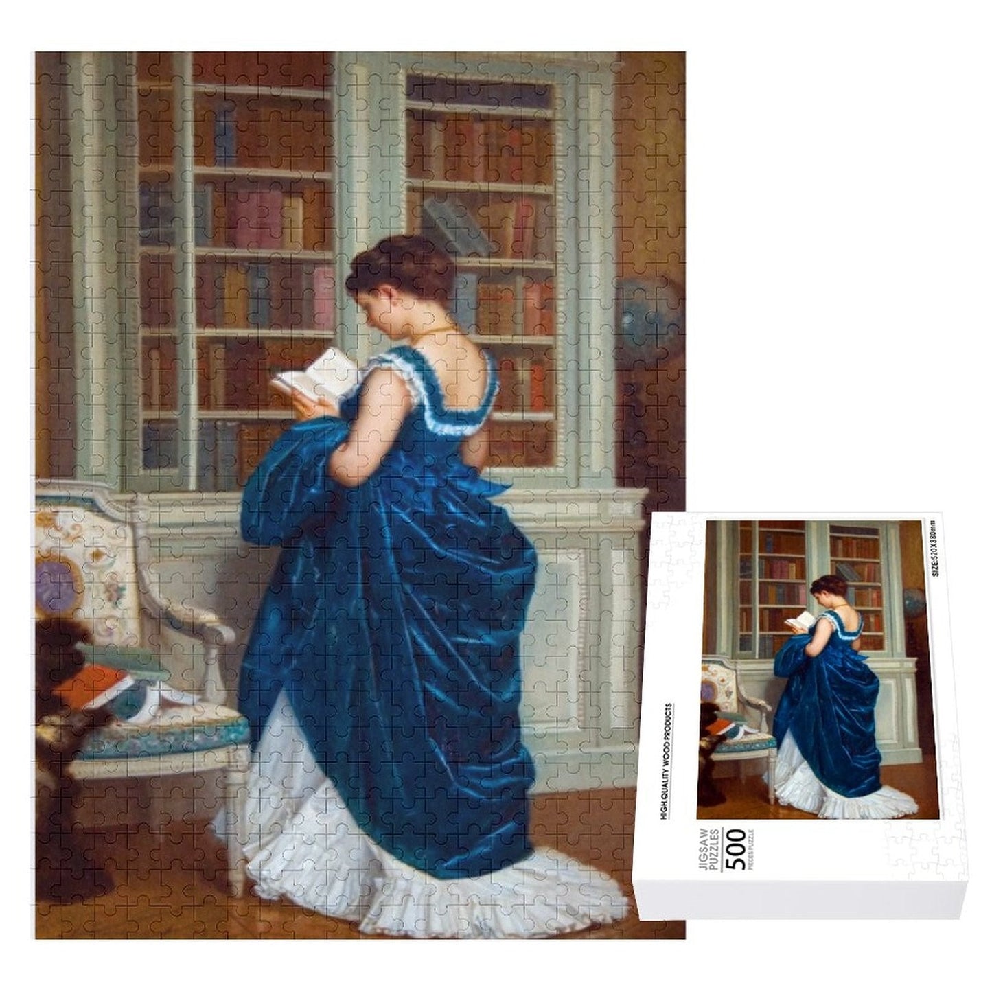 In the Library, by Auguste Toulmouche Jigsaw puzzle ahomespunhobby.com