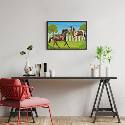 Horses Playing, by Art by Sals Wooden Jigsaw Puzzle