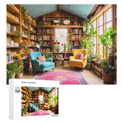 The Cottage Library Wooden Picture Jigsaw Puzzle