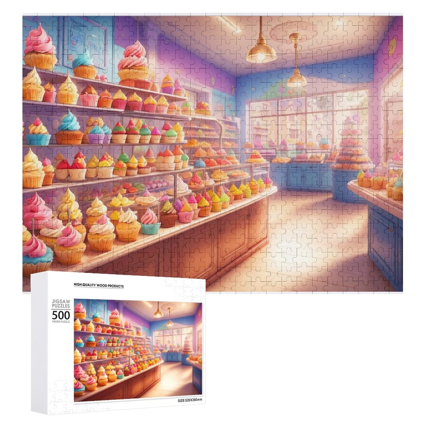 Cupcake Euphoria Wooden Picture Jigsaw Puzzle, by Art by Sals