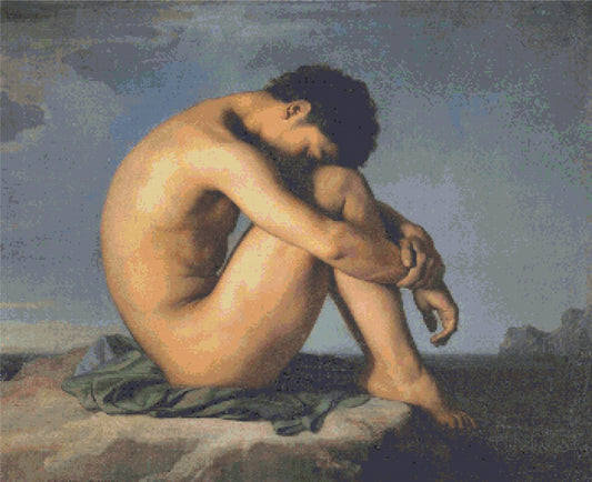 Young Man by the Sea by Hippolyte Flandrin Diamond Painting Kit A Homespun Hobby rendering